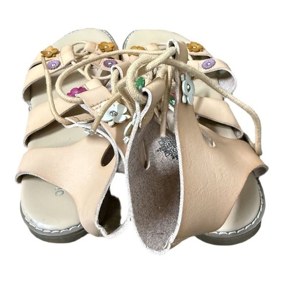 Old Navy Daisy Floral Brown Gladiator Sandals Tie Ankle Size 9 Boho Twee - Picture 5 of 8